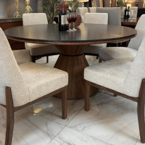 Mesa Comedor Cono de Granito con Base de Parota 1.60 m + 6 Sillas Nicole